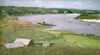 Semyonov Arseny. Oka river (1956). Oil on canvas, 51 x 90,5 cm